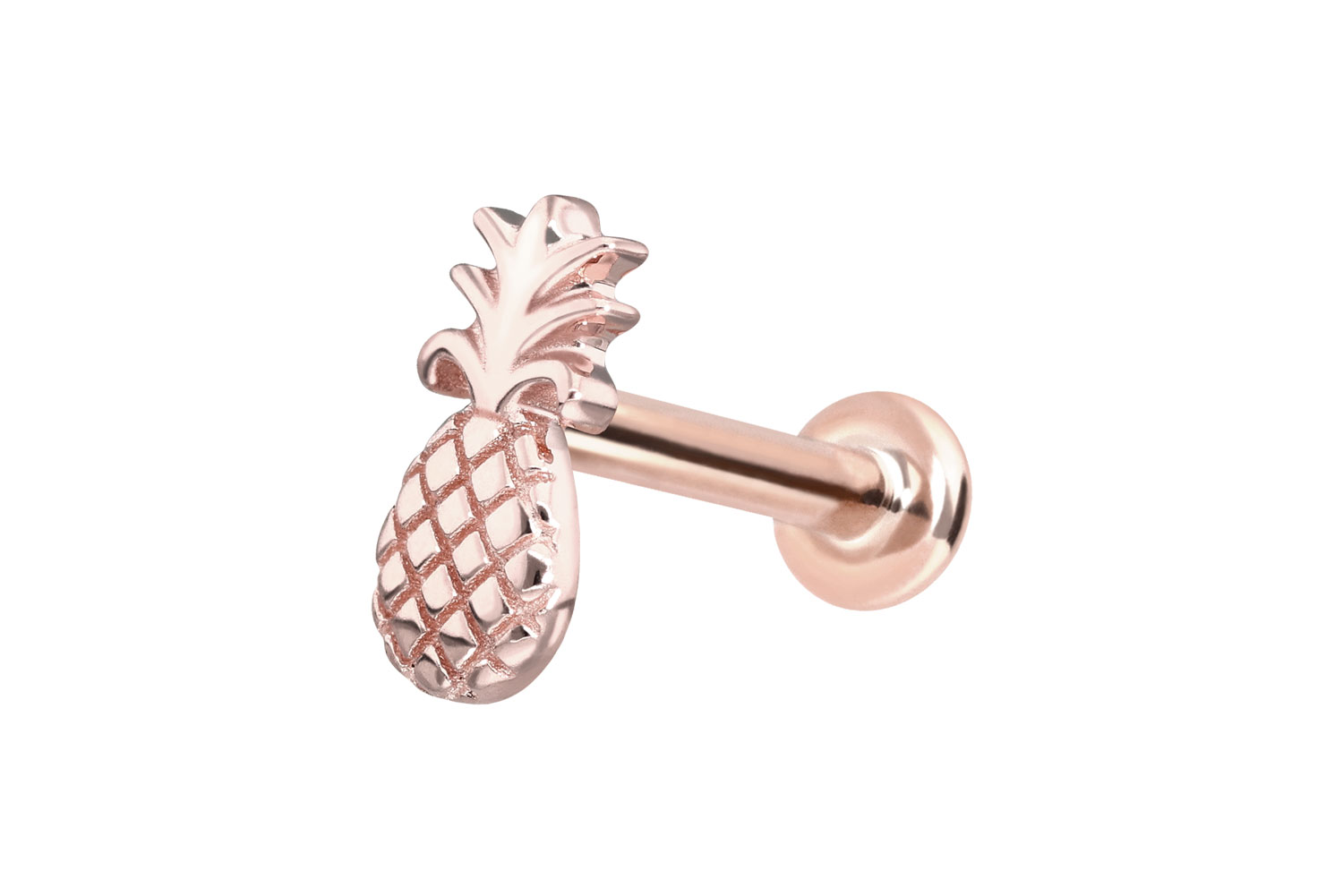 14 Karat Gold Labret Piercing mit Innengewinde ANANAS